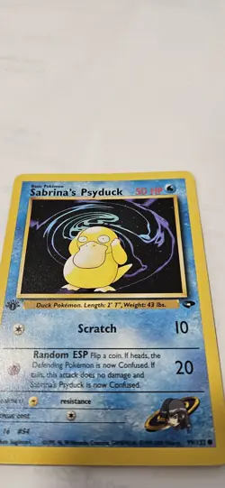 Pokemon Card Sabrina’s Psyduck 99/132 1st Edition Gym Challenge WOTC NM - Image 3