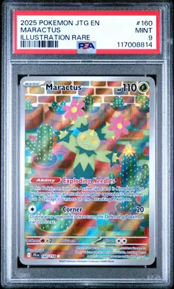 2025 POKEMON JTG EN-JOURNEY TOGETHER ILLUSTRATION RARE #160 MARACTUS PSA 9 - Image 1