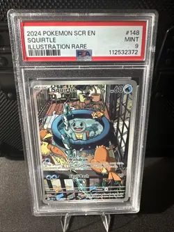 2024 Pokemon TCG SCR EN Squirtle 148/142 Illustration Rare Mint Condition PSA 9! - Image 1