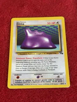 Ditto 18/62 Fossil Non Holo Vintage Pokemon Card Played - Image 1
