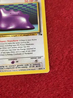 Ditto 18/62 Fossil Non Holo Vintage Pokemon Card Played - Image 3