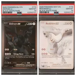 Pokemon WHITE FLARE BLACK BOLT RESHIRAM EX & ZEKROM ex Consecutive Cert PSA 10! - Image 1