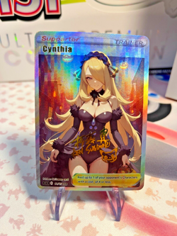 Cynthia Pokemon Full Art Waifu Custom Holo Cosplay High Quality NM Halloween - Image 1