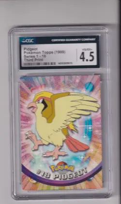 PIDGEOT POKEMON TOPPS 1999 SERIES 1-18 THIRD PRINT CGC 4.5 EX - Image 1