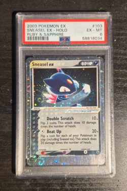 PSA 6 Sneasel ex EX Ruby & Sapphire #103/109 Pokemon 2003 DOUBLE SWIRL - Image 1