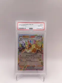 2025 POKEMON PRE EN-PRISMATIC EVOLUTIONS #014 FLAREON EX PSA 10 - Image 1