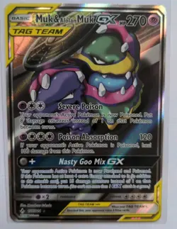 Muk & Alolan Muk GX 197/214 Tag Team Unbroken Bonds Pokemon TCG Card EXC - Image 1