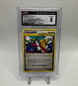 CGC 8 Pokemon Worlds 10 TOP SIXTEEN 16 Tropical Tidal Wave Trophy Card HGSS18 - Image 1