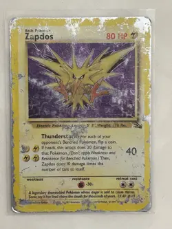 Zapdos 15/62 Holo Rare 1999 WOTC Fossil Set Pokemon TCG Card - Damaged - Image 1