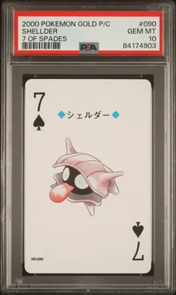 Pokemon Gold Poker Playing Card Shellder 7 of Spades #090 PSA 9 Mint - Image 1