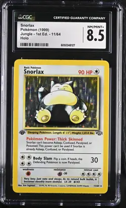 CGC 8.5 Snorlax 1999 Jungle 1st Edition 11/64 Holo Pokemon Card - Image 1