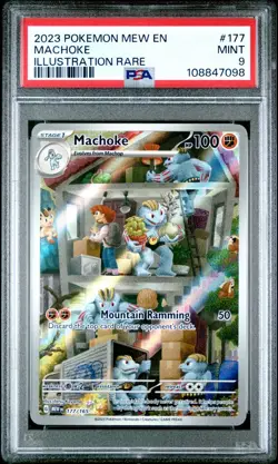 2023 POKEMON MEW EN-151 177 MACHOKE ILLUSTRATION RARE PSA 9 - Image 1