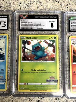 2022 Pokemon Illustration Contest Bulbasaur Arcanine Greninja CGC 7.5 & 8.0 - Image 3