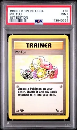 Pokemon Fossil 1st Edition MR. FUJI #58 PSA 9 MINT VINTAGE WOTC 1999 - Image 1