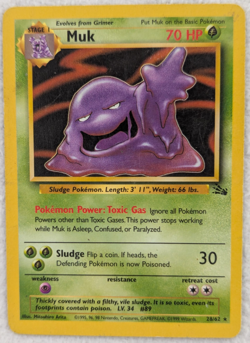 1999 Muk #28 Fossil Regular Pokemon Card Rare - Image 2
