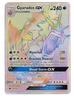 Gyarados GX 112/111 Crimson Invasion Rainbow Secret Rare Holo Pokemon Card NM - Image 1