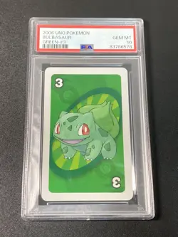 PSA 10 2006 Uno Pokemon 10th Anniversary Playing Card Green Bulbasaur - Image 1
