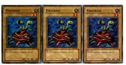 Yugioh- 3X Firegrass - Common - Unlimited - LOB-018 - Near Mint - Image 1
