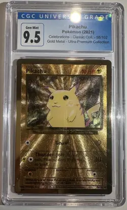 2021 Pokemon Pikachu 58/102 Celebrations Classic UPC GOLD METAL CGC 9.5 / 10 - Image 1