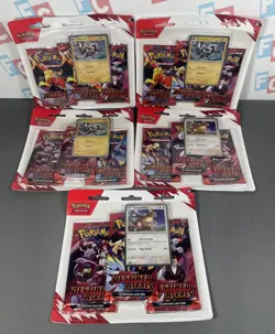 Pokemon TCG Trading Cards Destined Rivals 3 Pack Blister Lot 5 (15 Total Packs) - Image 1