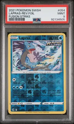 2021 POKEMON SWORD & SHIELD FUSION STRIKE 054 LAPRAS REVERSE HOLO PSA 9 POP 3 - Image 1