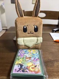 Eevee Plush Deck Box + Eevee Card Sleeves - Prismatic Evolutions SPC - Image 1