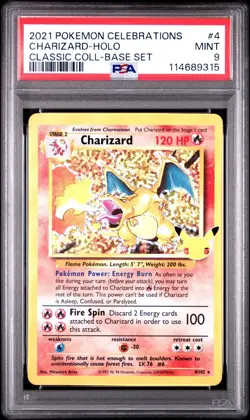 2021 Pokemon Celebrations Charizard Classic Collection Holo #4/102 PSA 9 - Image 1