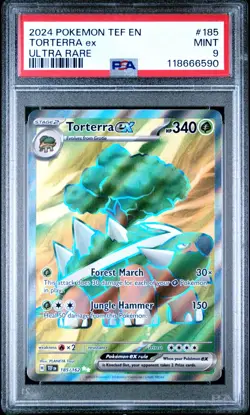 2024 POKEMON TEF EN-TEMPORAL FORCES 185 TORTERRA EX ULTRA RARE PSA 9 - Image 1