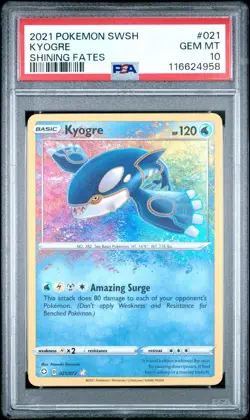 2021 POKEMON SWORD & SHIELD SHINING FATES 021 KYOGRE PSA 10 - Image 1