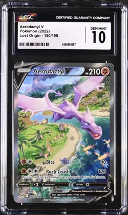 Aerodactyl V 180/196 Lost Origin Alternate Full Art Pokemon Card CGC 10 Gem Mint - Image 1