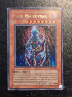 Yu-Gi-OH! ULTRA RARE HOLO CARD DARK NECROFEAR LON-065 1996 VINTAGE PRINT MP - Image 1