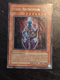 Yu-Gi-OH! ULTRA RARE HOLO CARD DARK NECROFEAR LON-065 1996 VINTAGE PRINT MP - Image 5