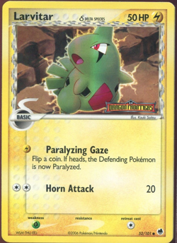 Larvitar 52/101 EX Dragon Frontiers Stamped Reverse Holo Pokemon Card NM - Image 1