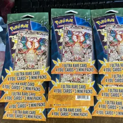 Pokemon mini Pack 3 Packs 1 Ultra Rare 4 Foil Cards x19 Lot - Image 1