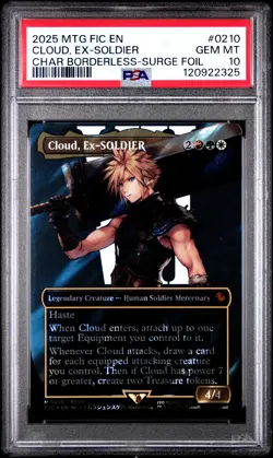 2025 MAGIC: THE GATHERING FINAL FANTASY COMMANDER #0210 CLOUD, EX-SOLDIER PSA 10 - Image 1
