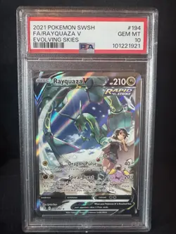2021 POKEMON SWORD & SHIELD EVOLVING SKIES #194 ALT ART RAYQUAZA V - PSA 10 - Image 1