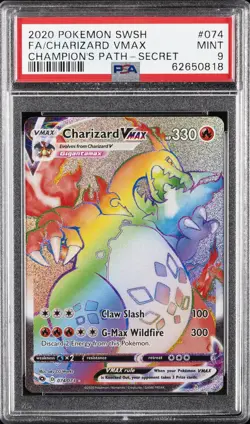 2020 POKEMON SWORD & SHIELD CHAMPION'S PATH SECRET FULL ART/CHARIZARD VMAX PSA 9 - Image 1