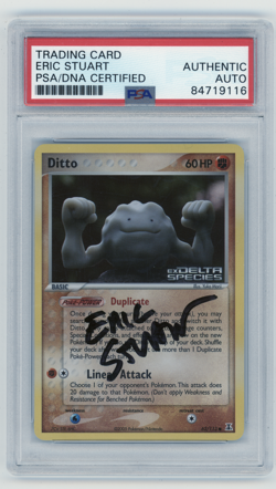 PSA Signed Eric Stuart Ditto 62/113 EX Delta Species 2005 Pokemon - Image 1