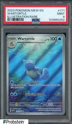 2023 Pokemon MEW EN Illustration Rare #171 Wartortle PSA 9 MINT - Image 1