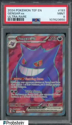 2024 Pokemon TEF EN Ultra Rare #193 Gengar ex PSA 9 MINT - Image 1