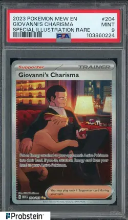 2023 Pokemon MEW EN Special Illustration Rare #204 Giovanni's Charisma PSA 9 - Image 1