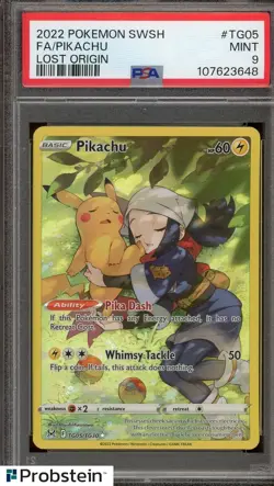 2022 Pokemon SWSH Lost Origin #TG05 FA Pikachu PSA 9 MINT - Image 1