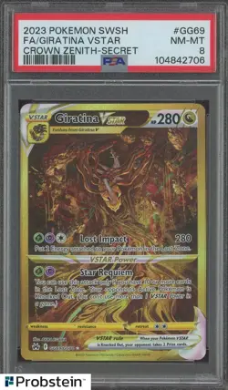 2023 Pokemon SWSH Crown Zenith Secret #GG69 FA Giratina Vstar PSA 8 NM-MT - Image 1