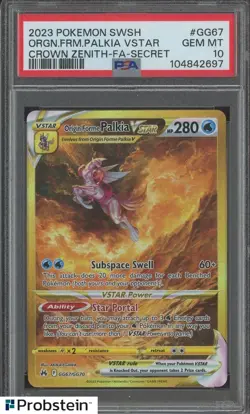 2023 Pokemon SWSH Crown Zenith Secret #GG67 FA Origin Forme Palkia Vstar PSA 10 - Image 1