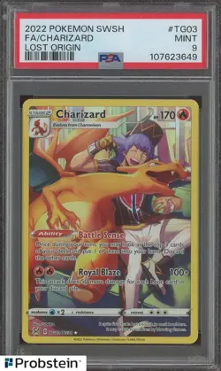 2022 Pokemon SWSH Lost Origin #TG03 FA Charizard PSA 9 MINT - Image 1