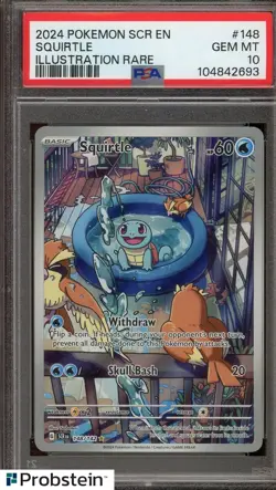 2023 Pokemon SCR EN Illustration Rare #148 Squirtle PSA 10 GEM MINT - Image 1