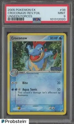 2005 Pokemon EX Unseen Forces #38 Croconaw Reverse Foil PSA 9 MINT - Image 1