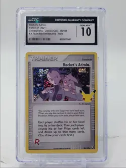 ROCKET'S ADMIN 2021 POKEMON CELEBRATIONS EX HOLO 86/109 CGC 10 Q5083 - Image 1