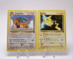 Pikachu #4 & Dragonite #5 Black Star Promos - RARE 1st Movie Promo Pokemon Cards - Image 1