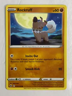 Pokemon TCG Crown Zenith Printer Hickey Error Rockruff 073/159 Near Mint - Image 1